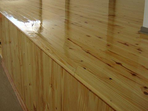 Clear varnish on new pine