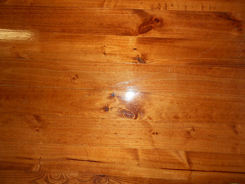 Teak stain on pine floor